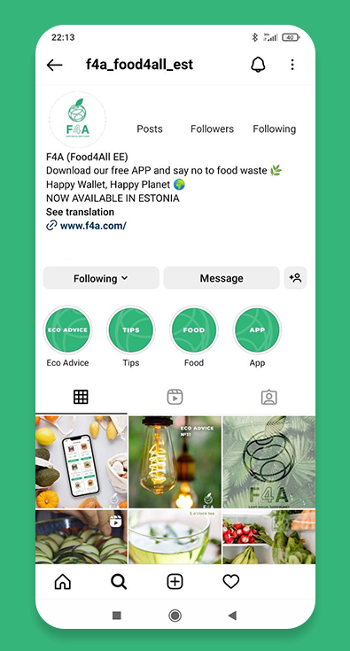 Social media management for a foodtech startup.